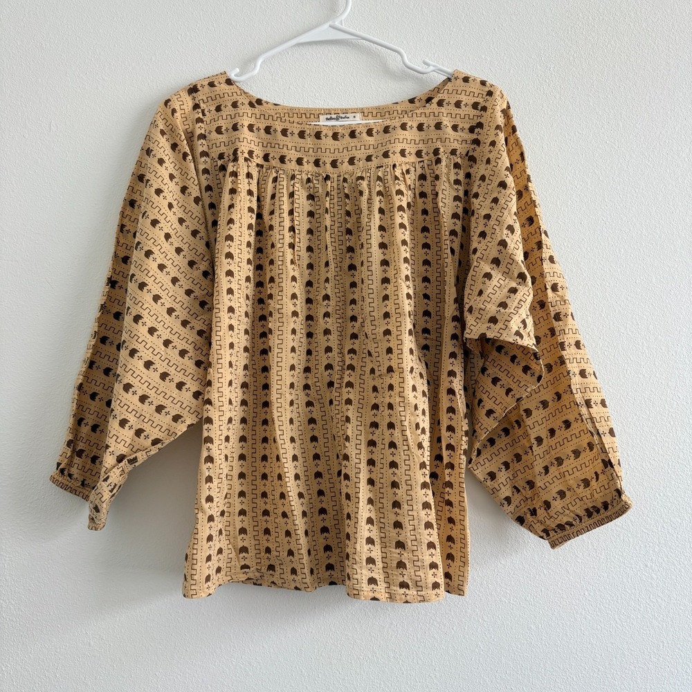 The Bee & Fox Ramona Peasant Top Women S Beige Long Sleeve Cottage Boho Femme